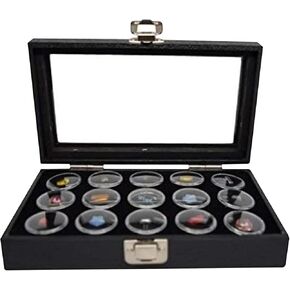 Large Glass Top Black Leatherette Jewelry Display Case + 36 Count Jar Insert Tray in Black + Custom NB Pouch in Kuwait