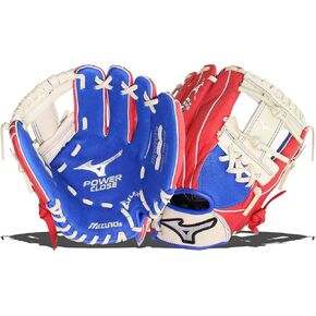 Mizuno unisex-teen GPP1100Y3MEC Prospect Series PowerClose Baseball Gloves, 11", Left Hand, Red/Cream/Royal Deep III Web, 1 Count (Pack of 1) in Kuwait