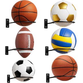 Threan Mounted Ball Wall Storage Display Ball Storage Universal Ball Rack Metal Ball Holder Black Ball Rack Holder for Basketball Football Volleyball Soccer Storage Display in Kuwait