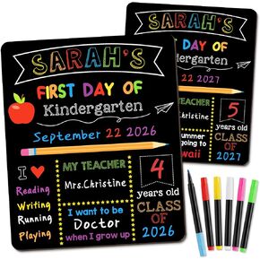 First & Last Day of School Chalkboard, 10 x 12 Inch Double Sided Back to School Sign for Kids/Girls/Boys, Reusable Wooden 1st Day of Preschool/Kindergarten Photo Props in Kuwait