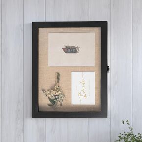 HBCY Creations 11x14 Weathered Brown Wood Shadow Box Display Case - Solid Wood with Acrylic Window - Security Latch - for Mementos and Keepsakes in Kuwait