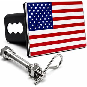 eVerHITCH USA American Flag Metal Hitch Cover (Fits 2" Receiver, Blue/Red/Chrome) in Kuwait