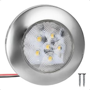 Five Oceans Marine LED Interior Dome Light, 3 3/4 Inch Boat Ceiling LED Lights, Slim Round High Power Downlight, Daylight White LED, 12V, Surface Mount for Boat Truck RV Trailer Home - FO2631 in Kuwait