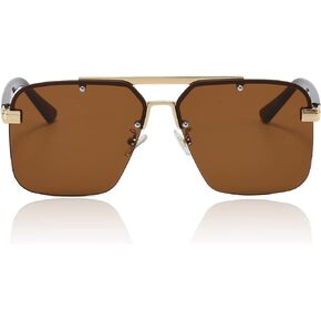 Trendy Aviator Sunglasses Mens Womens Large Square Metal Rimless Frame Shades Lentes De Sol Para Mujer in Kuwait