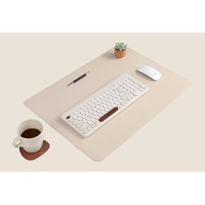 NODITO Dual-Sided Leather Desk Pad,Blotter for Laptop Computer,Mouse Pad,Writing,Drawing,Arts and Craft Mat (17"x35", Beige/Brown) in Kuwait