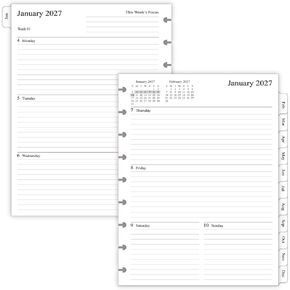 2026-2027 Weekly Planner Refills for 11-Discbound Notebooks, Jul 2026 to Jun 2027, Monthly Tabs, 11-Disc Punches, Letter Size, 8-1/2" x 11" in Kuwait