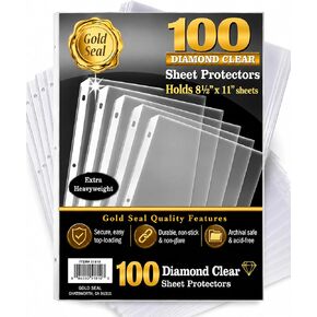 GOLD SEAL 100 Count Diamond Clear Extra Heavyweight Sheet Protectors, 4 mils Strong,8.5 x 11, Top Load, 100 Pack in Kuwait