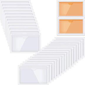 30pcs Self-Adhesive Business Card Protecror,Waterproof Clear Adhesive Label Pockets,Transparent Label Holder with White Card for Cabinet,Storage Bin,Supermarket,Bookself,Mailbox,Tag,Drawers in Kuwait