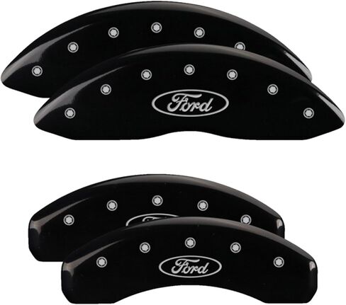 MGP Caliper Covers 10239SFRDBK Black Powder Coat Finish Front and Rear Caliper Cover, Set of 4 (Oval Logo/Ford Silver Characters, Engraved) in Kuwait
