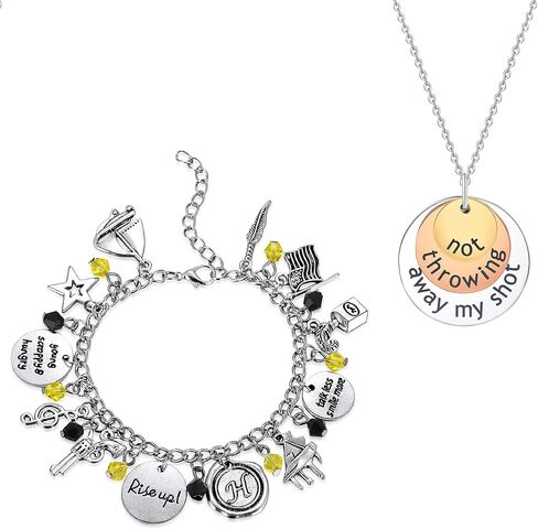 2PC Not Throwing Away My Shot Tri-layer Necklace And Charm Bracelet Set for Teen Girls Broadway Musical Inspired Jewelry in Kuwait