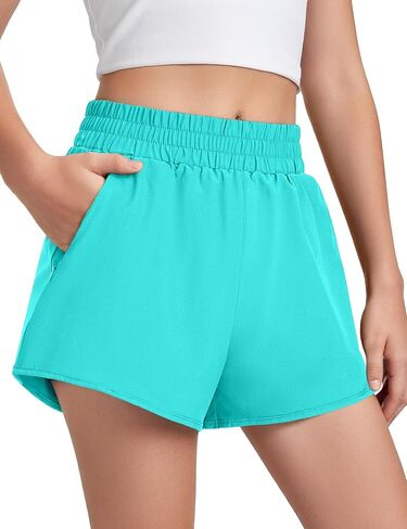 Girls Athletic Shorts with Liner Quick Dry Running Soccer Shorts with Zip Pockets for Kids Active Sports Volleyball in Kuwait