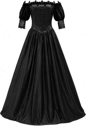 Off The Shoulder Victorian Style Southern Belle Ball Gown Puff Long Sleeve Princess Lolita Tea Dress Rococo Dress in Kuwait