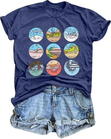 Womens World Traveler Shirt Magic Kingdom Graphic Tshirt Matching Trip T-Shirt Girl Vacation Hodilay Short Sleeve Top in Kuwait