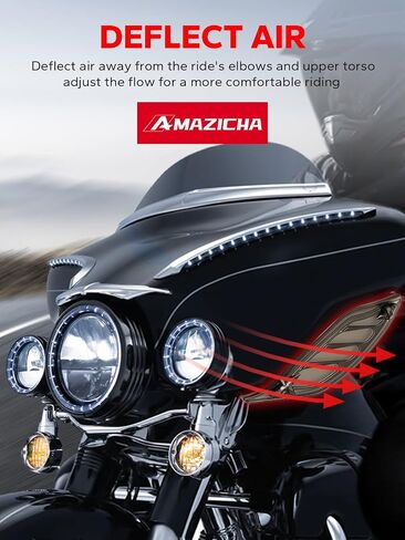 منحرف هواء علوي من الدخان قابل للتعديل هدية للزجاج الأمامي للجناح الجانبي متوافق مع Harley Touring 1996-2013 in Kuwait