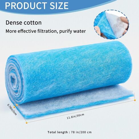 Aquarium Filter Sponge Fish Tank Pond Filter Media Filters Pad for Fish Tank,Filter Freshwater, Saltwater Aquariums, Reusable Fish Pond Filter Material,0.59" Thick, 11.8" x 78" Roll,Blue in Kuwait