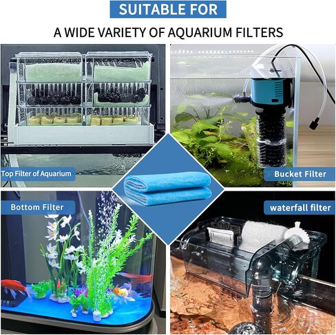 Aquarium Filter Sponge Fish Tank Pond Filter Media Filters Pad for Fish Tank,Filter Freshwater, Saltwater Aquariums, Reusable Fish Pond Filter Material,0.59" Thick, 11.8" x 78" Roll,Blue in Kuwait