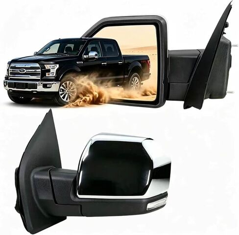 Left driver Side Door Mirror with Blind Spot Glass Power Fits 2015-2020 Ford F150 Without Turn Signal Light Non-Heated (3Pins) Replaces: ‎FL3Z17683AK in Kuwait