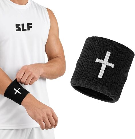 Faith Cross White Drip Wristbands (Pair) in Kuwait