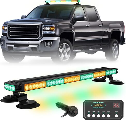 XRIDONSEN 28.4 "80 LED سقف علوي ستروب ضوء بار العنبر الأبيض تحذير الطوارئ وامض منارة السلامة مزدوجة الجانب مستشار المرور أضواء قاعدة مغناطيسية لمركبات البناء المحراث / سحب الشاحنات بيك اب in Kuwait