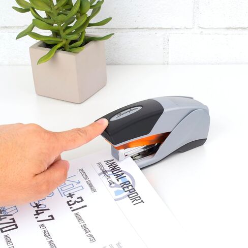 Swingline Stapler, Desktop Stapler, Compact Size, 25 Sheet Capacity, Optima 25 Reduced Effort, Orange/Gray (66412) in Kuwait