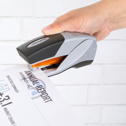Swingline Stapler, Desktop Stapler, Compact Size, 25 Sheet Capacity, Optima 25 Reduced Effort, Orange/Gray (66412) in Kuwait