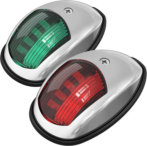 أضواء الملاحة للقارب من Obcursco، أضواء القارب LED القوس والستيرن، مصابيح الملاحة البحرية باللونين الأحمر والأخضر، بديل مثالي للقارب العائم، قارب البيس، قارب جون (أسود) in Kuwait