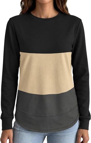 AURUZA Womens Sweatshirts Hoodies Fleece Long Sleeve Crewneck Oversized Pullover Sweaters Casual Crew Neck Fall Clothes Pink in Kuwait