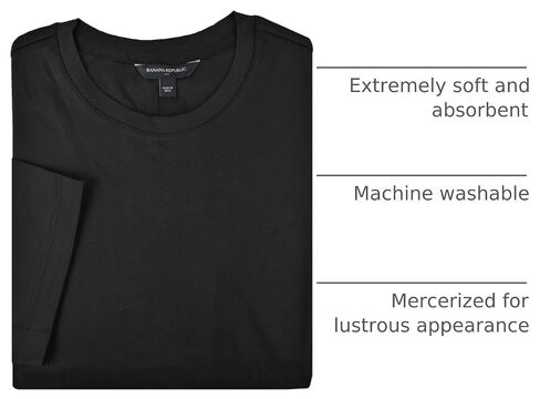 Banana Republic Factory Ba a Republic Factory Ba a Republic Mens 710593 Compact Cotton Luxe Touch Short Sleeve Performance Tee T-Shirt (Black, Large) in Kuwait