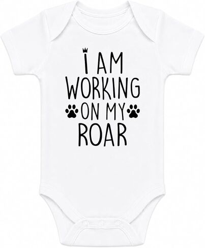 CBTwear I Am Working on My Roar - Funny Novelty Newborn Girl or Boy Outfit - Cute Infant One-Piece Baby Bodysuit in Kuwait