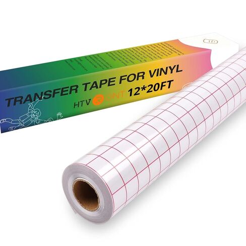 HTVRONT Transfer Tape for Vinyl -12" x 20 FT w/Red Alignment Grid Transfer Paper High Tack Vinyl Transfer Tape for Permanent Vinyl for Cricut Signs Stickers Decals Walls Doors & Windows in Kuwait