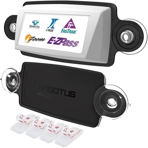 حامل تمرير AUTOBOXCLUB EZ، حامل IPass/حامل تمرير Toll لمعظم الولايات الأمريكية/حامل الزجاج الأمامي لتمرير الرسوم/سهل التركيب والإزالة/مع 4 قطع شرائط تثبيت Toll Pass/واقية من الأشعة فوق البنفسجية (أسود، عبوة واحدة) in Kuwait