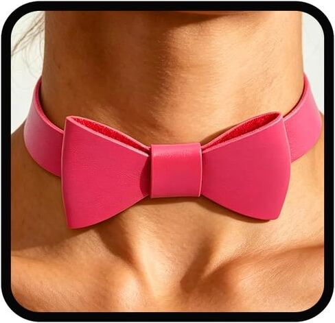 Punk Leather Choker Bowknot PU Necklace Choker Collar Goth Necklace Nightclub for Women and Girls in Kuwait