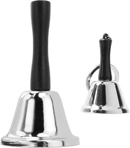 Meprotal 2pcs Hand Bell, Mini Call Bell with Keychain, Wedding Bells Dinner Bells for Inside Classroom Bell, Restaurant Service Call Bell (Silver) in Kuwait