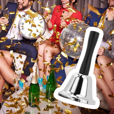 Meprotal 2pcs Hand Bell, Mini Call Bell with Keychain, Wedding Bells Dinner Bells for Inside Classroom Bell, Restaurant Service Call Bell (Silver) in Kuwait