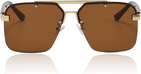 Trendy Aviator Sunglasses Mens Womens Large Square Metal Rimless Frame Shades Lentes De Sol Para Mujer in Kuwait