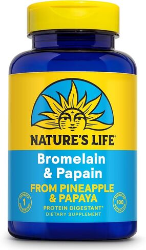 Natures Life Bromelain & Papain | Proteolytic Enzymes for Digestive Support & Comfort | from Pineapple & Papaya | 250mg Ea | 100 Vegetarian Capsules in Kuwait