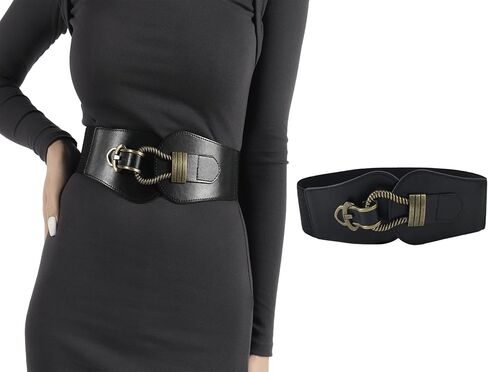 INOGIH Womens Leopard Print Wide Cinch Belt Fashion PU Leather Cinch Waistband for Dress Free Size in Kuwait