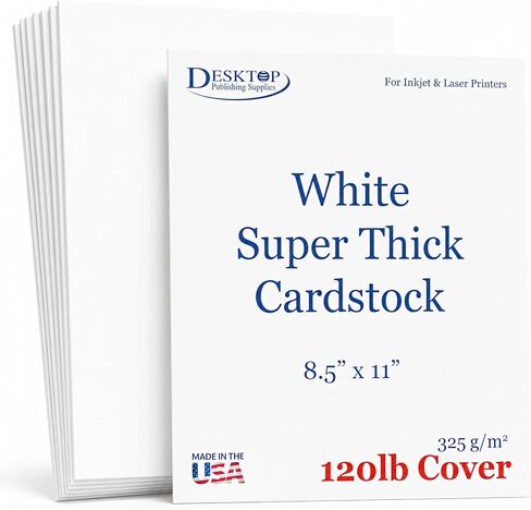 SUPER Thick 120lb Cover Cardstock Paper - Plain Heavy Bright White Stock - 8.5" x 11" - Inkjet/Laser Printer Compatible (100 Sheets) in Kuwait