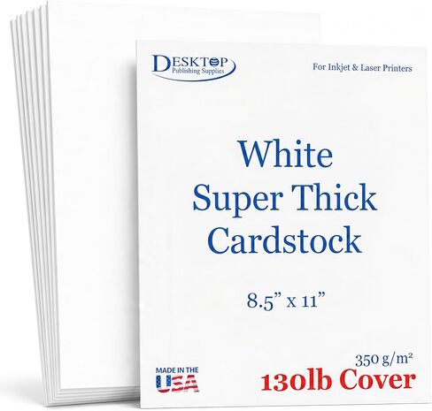 Extra Heavy Duty 130lb Cover Cardstock - Bright White - 350gsm 17pt Thick Paper for Inkjet & Laser Printers - 8-1/2" x 11" - 40 Pack in Kuwait