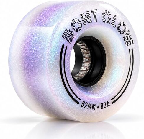 Bont Skates - Glow Light Up LED Quad Roller Skate Wheels - Recreational Street Outdoor Skating - 62x35mm 83A - Pack of 4 (Angelic Aqua) in Kuwait