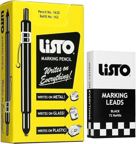 Bundle of Listo 1620 Marking Pencil/Grease Pencils/China Marking Pencils/Wax Pencils - White, Box of 12 With 72 Refills With Bonus Magnetic Memo Clip in Kuwait