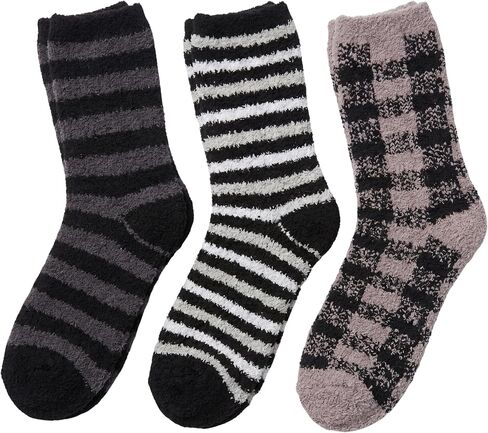 JAMES FIALLO Men's 3-Pairs Cozy Microfiber Anti-Skid Soft Fuzzy Crew Socks in Kuwait