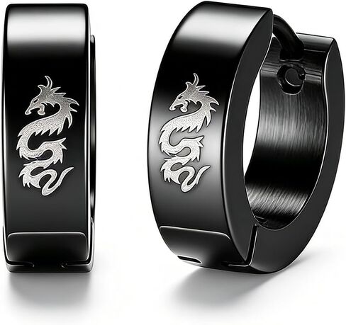 Xusamss Punk Stainless Steel Dragon Hoop Earrings in Kuwait