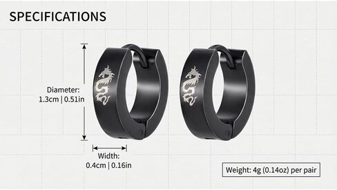 Xusamss Punk Stainless Steel Dragon Hoop Earrings in Kuwait