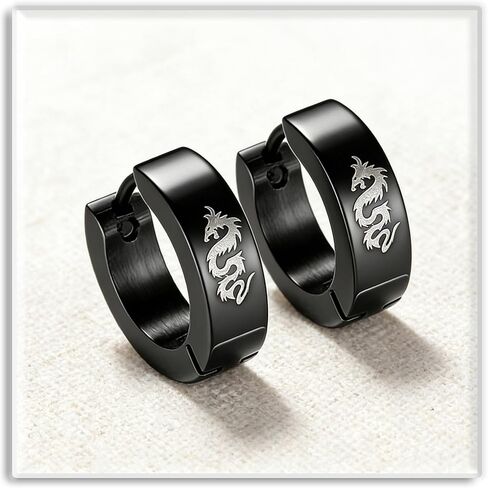 Xusamss Punk Stainless Steel Dragon Hoop Earrings in Kuwait