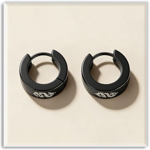 Xusamss Punk Stainless Steel Dragon Hoop Earrings in Kuwait