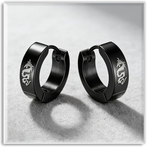 Xusamss Punk Stainless Steel Dragon Hoop Earrings in Kuwait