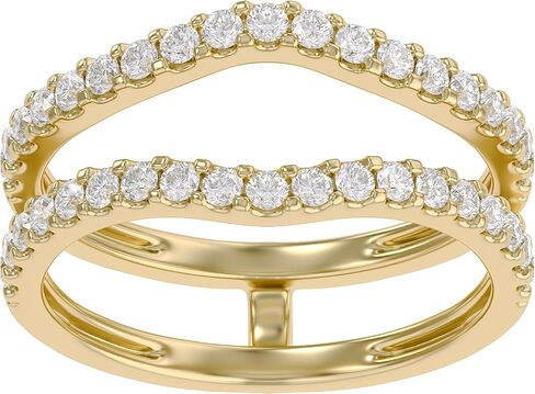 SAVEARTH DIAMONDS 1/3 ct t.w Round Cut Lab Created Moissanite Diamond Curved Enhancer Guard Ring In 14K Gold Over Sterling Silver For Womens (D Color, VVS1 Clarity 0.33 Cttw) in Kuwait