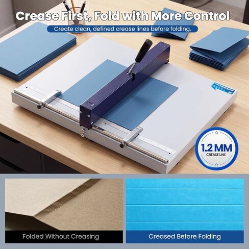 Mxmoonant Manual Creasing Machine Paper Folding Creaser with 2 Adjustable Block & Metric/Imperial Positioning Ruler for Paper Sheet Cardstock in Kuwait