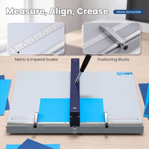 Mxmoonant Manual Creasing Machine Paper Folding Creaser with 2 Adjustable Block & Metric/Imperial Positioning Ruler for Paper Sheet Cardstock in Kuwait
